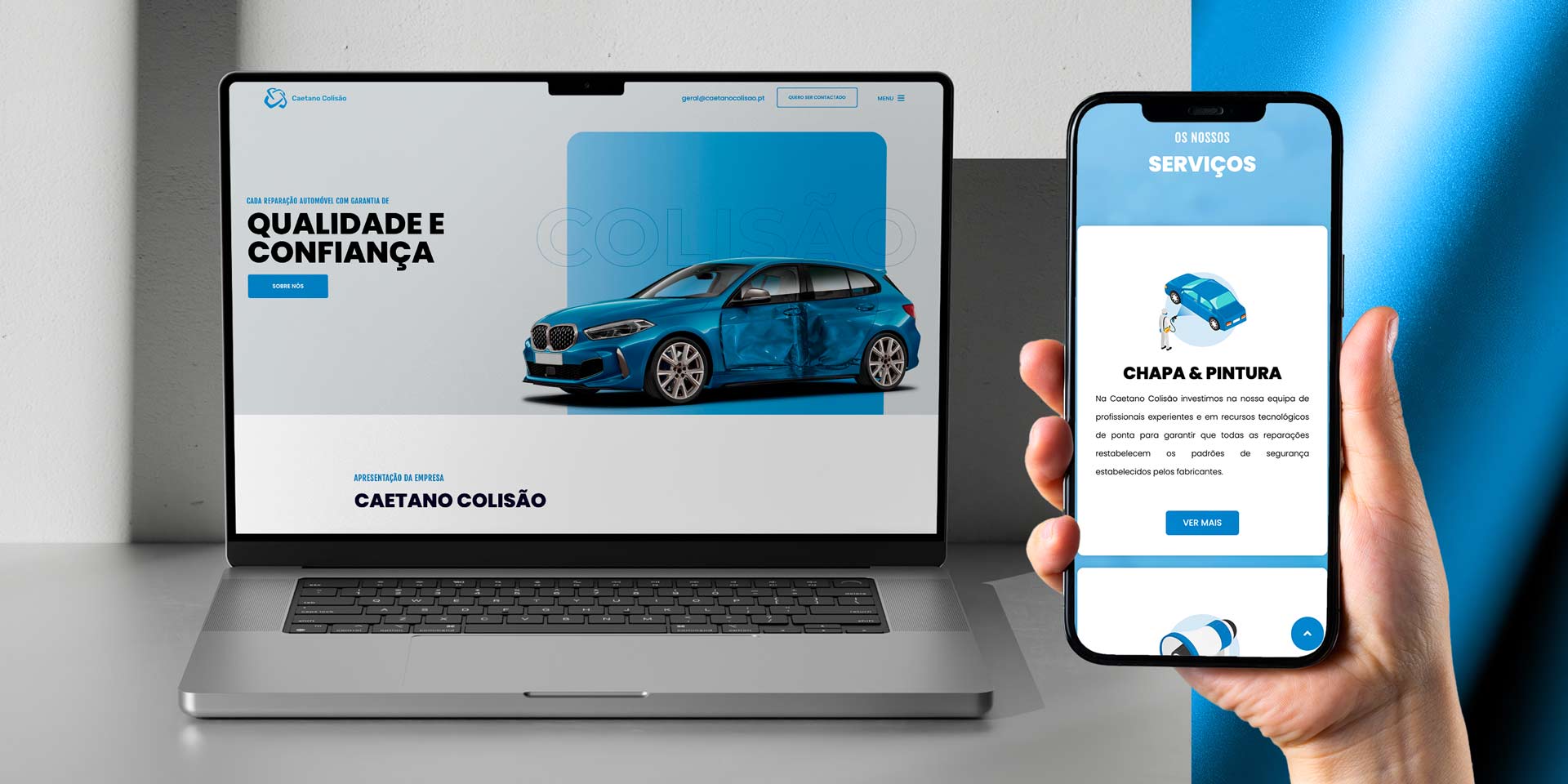 Caetano Colisão: Website desenvolvido para rede de reparação automóvel do Grupo Salvador Caetano por WorkForce Agency, agência de websites no Porto